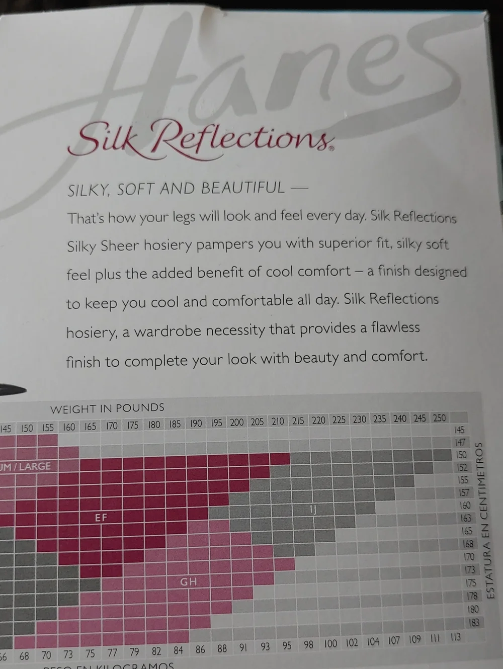 NWT Hanes Sz EF Silk Reflections Silky Sheer Control Top Sheer Toe Pantyhose